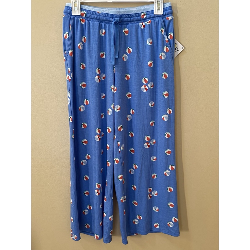 Jockey Generation Women's Luxe Crop Pants Blue Beach Balls Sz Small NWT